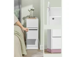 VASAGLE Nachttisch 2er Set 25 x 65 cm, Weiss