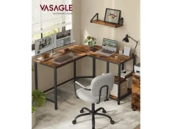 VASAGLE Tisch in L-Form Braun/Schwarz 120 x 130 x 76 cm