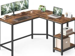 VASAGLE Tisch in L-Form Braun/Schwarz 120 x 130 x 76 cm