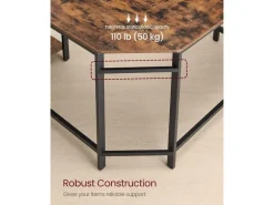 VASAGLE Tisch in L-Form Braun/Schwarz 120 x 130 x 76 cm