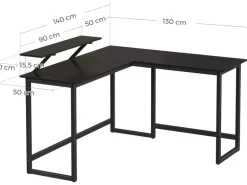 VASAGLE Tisch in L-Form Schwarz 120 x 119 cm