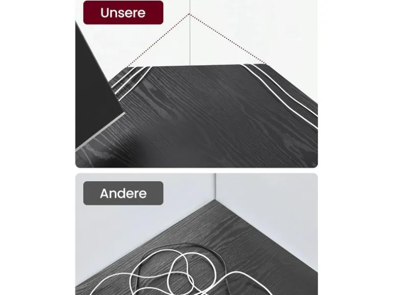 VASAGLE Tisch in L-Form Schwarz 138 x 138 cm