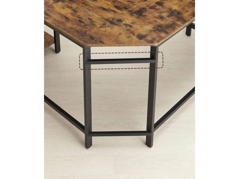 VASAGLE Tisch in L-Form 138 x 138 cm Braun
