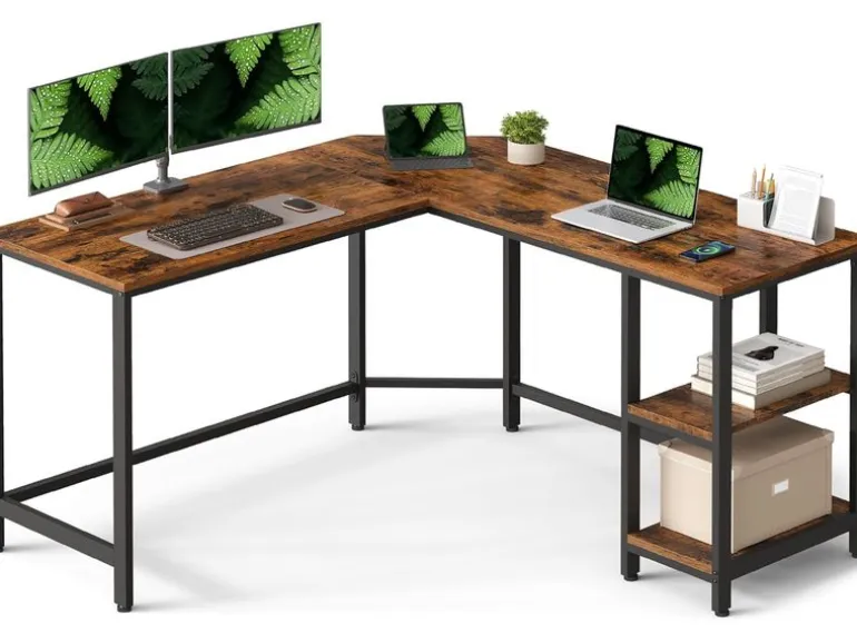 VASAGLE Tisch in L-Form 138 x 138 cm Braun