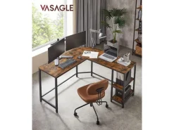 VASAGLE Tisch in L-Form 138 x 138 cm Braun