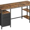 VASAGLE Tisch mit Platte Braun/Schwarz 160 x 60 cm