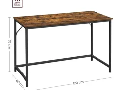 VASAGLE Tisch mit Platte Braun/Schwarz 120 x 60 cm