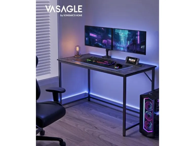 VASAGLE Tisch mit Platte Schwarz 120 x 60 cm