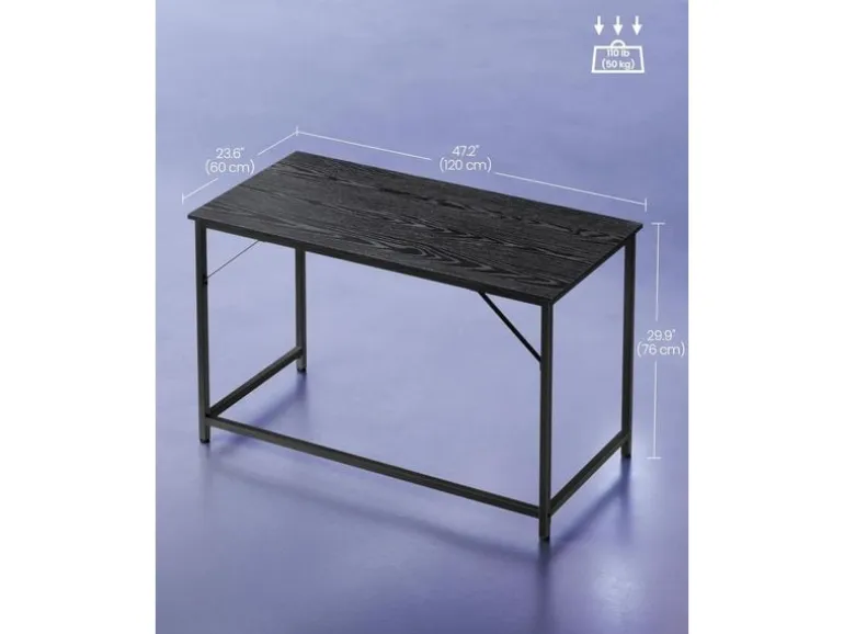 VASAGLE Tisch mit Platte Schwarz 120 x 60 cm