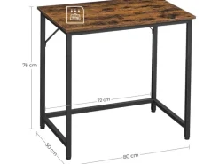 VASAGLE Tisch 80 x 50 x 76 cm, Braun/Schwarz