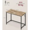 VASAGLE Tisch 100 x 50 x 76 cm Camelbraun/Schwarz