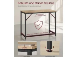 VASAGLE Tisch 100 x 50 x 76 cm Camelbraun/Schwarz
