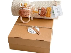 Welcomebabybox Geschenkset Nao – Decke & Rasselzebra