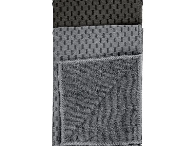 Wenko Mikrofaser-Reinigungstuch Miko 2er Set, Schwarz/Grau